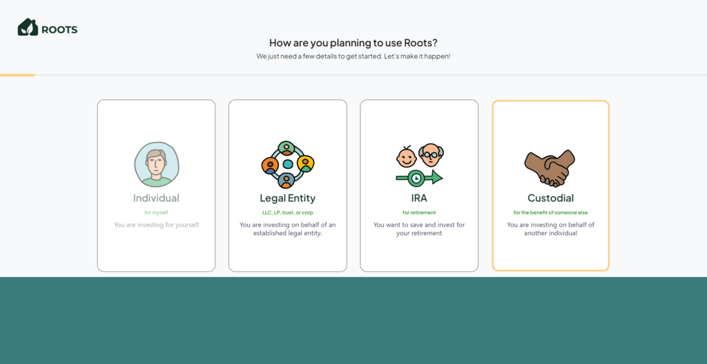 Roots Custodial Account Option